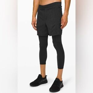 Lululemon Active Expert ShortsTight 6" Heathered Black Tight Size Medium Stretch